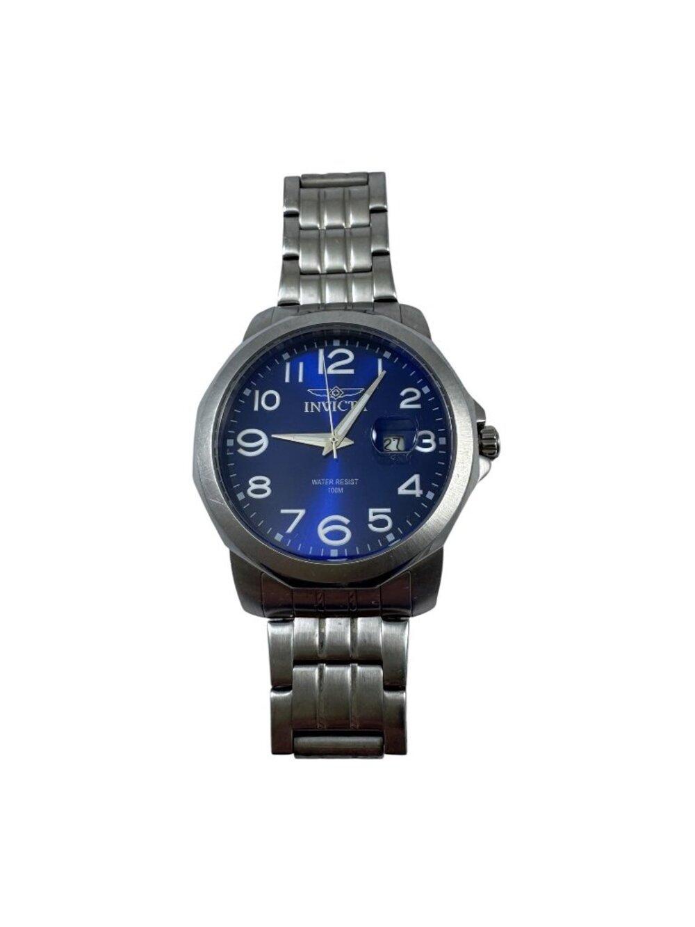 Invicta Quartz Wrist Watch 6607 Japan Movement Blue Face Stainless Steel Date